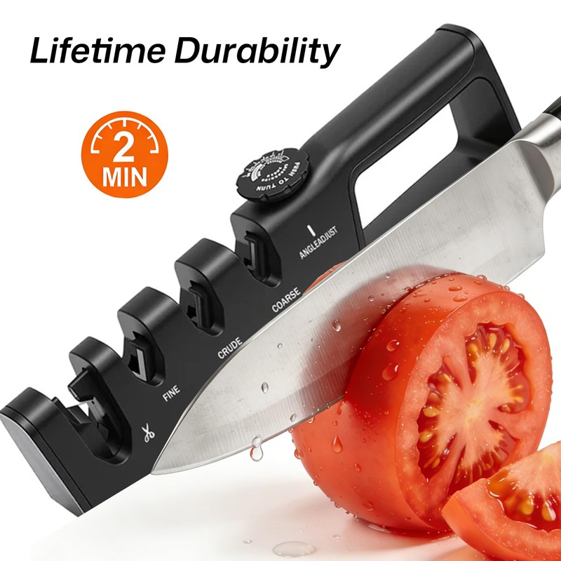 BRMUEIX 6 Precision Knife Sharpener wth 3 Stage Kitchen Knife