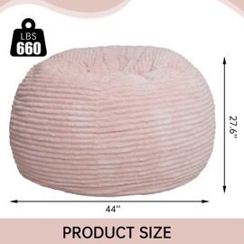 Cvortll Bean Bag Chairs, Memory Foam Filled with Solid Microfiber Washable Removable Cover, for Kids, Teenagers, Adults,Reading, Gaming (Pink, 4FT)