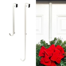 Haute Decor Adapt Adjustable Wreath Hanger, Premium Length Adjustable - Strong Over The Door Wreath Hanger, Holds up to 30 pounds (Matte White)