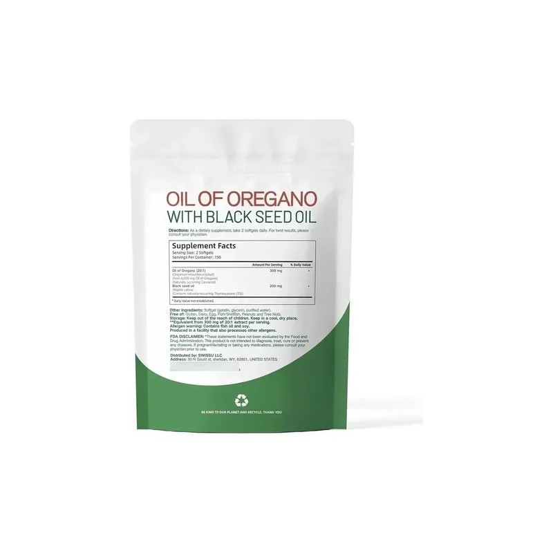 300 Cápsulas Aceite Semilla Negra Aceite Orégano 6200mg