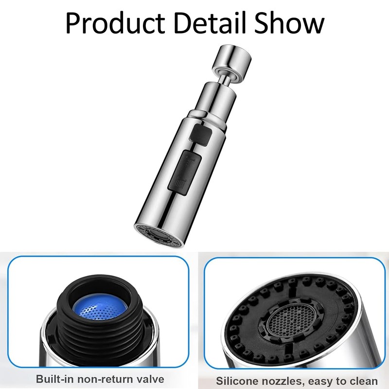 Tap Aerator, Shower Head Kitchen Tap, Swivelling Multifunctional, 360° Aerator
