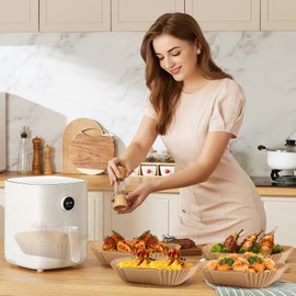 Mbsomnus 100 Stück Airfryer Backpapier 20cm Backpapier für Heißluftfritteuse Quadrat Air Fryer Paper Wasserdicht Ölfest Antihaft für Bratpfanne Mikrowelle Ofen