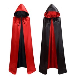 JUTOSU Halloween Cloak Dracula Style Children's Adult Makeup Costume Props Devil Vampire Wizard Red Black Reversible Cosplay Event Costume Unisex Cape Robe Reaper Cloak Pirate Cloak Vampire Cloak