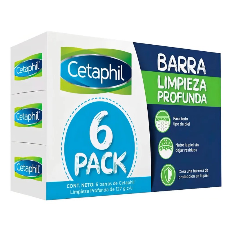 Jabon Corporal En Barra, Cetaphil, 6 Pzs De 127g C/u