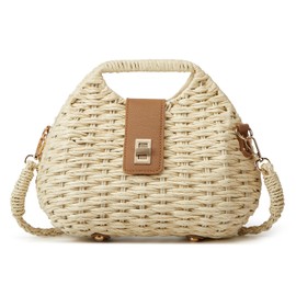 Casual Straw Beach Bags For Women Dumpling Bag Rattan Purses Summer Straw Crossbody Woven Handbag Purse Shoulder Bag Travel