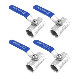 QWORK 3/4" NPT Female Stainless Steel Ball Valve, 4 Pack Standard Port for Water, Oil, and Gas, Vinyl Handle Manual Control