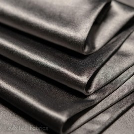 Ice Fabrics 4 Way Stretch Silky Spandex Satin Fabric by The Yard - 60" Wide Shiny Satin Spandex Fabric for Dresses, Active Wear, Yoga Pants, Table Cloth - Thick and Heavy - Dark Grey - 1 Yard