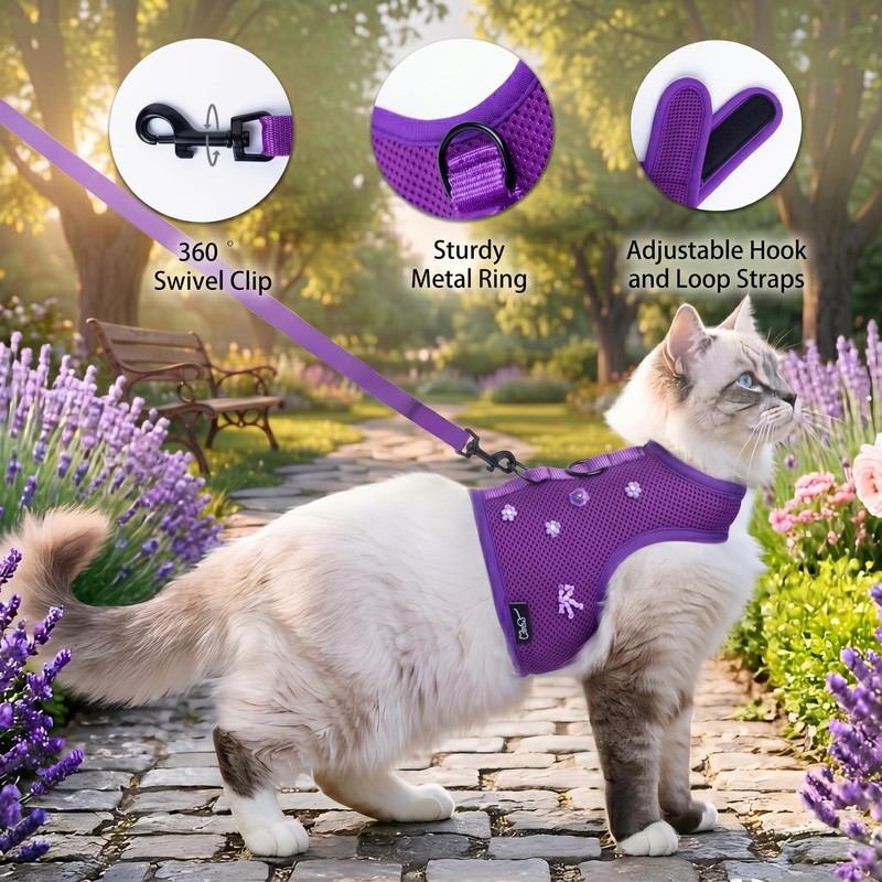 Yizhi Miaow Cat Harness and Leash for Walking Escape Proof