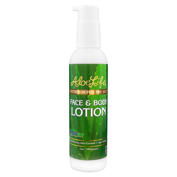 Aloe Life - Face & Body Lotion, Concentrated Formula, Hydrates Dry Skin, Contains Antioxidants, Minerals, & Herbal Extracts, Pleasant Grapefruit Scent, Safe For All Skin Types, Gluten-Free (7 oz)