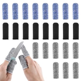 Wanmu 24 Pcs Finger Protectors, Finger Cots Cut Resistant, Finger-Gloves, Fingers Covers for Cuts, Fingers Sleeve Protectors for Garden, Kitchen, Work, Anti-Slip Reusable Gloves Life Extender