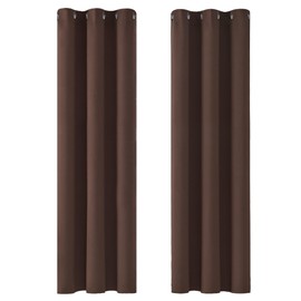 Deconovo Deconovo Home Decorative Ring Top Curtains Thermal Insulated Curtains Blackout Eyelet Curtains for Bedroom Brown 42 x 63 Inch 2 Panels