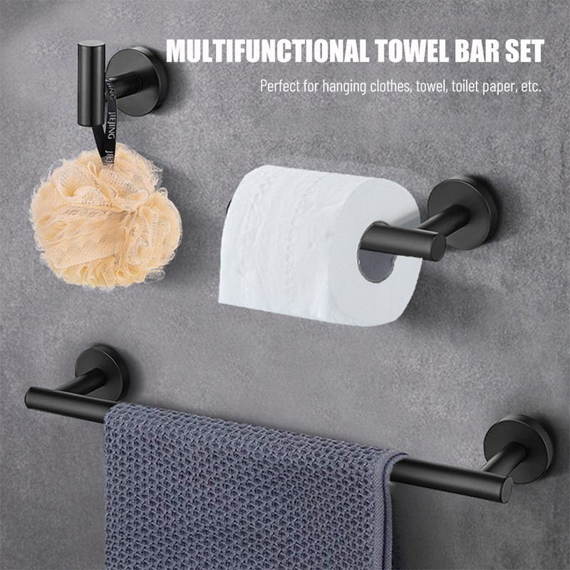 4 Pieces Bathroom Hardware Accessories Set Towel Bar Robe Hooks
