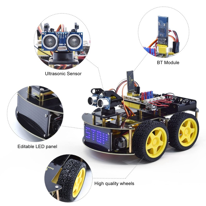 KEYESTUDIO 4WD Programmable Smart Car Robot Starter Learning DIY Kit