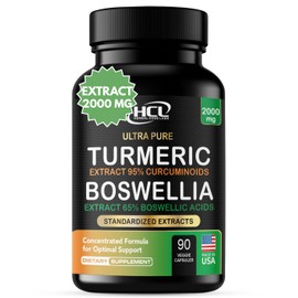 Turmeric Boswellia Extract Supplement 2000 mg – Extra Strength Boswellia Serrata with Turmeric Curcumin - 95% Curcuminoids with Boswellia Extract Capsules - Standardized High Potency - Made in USA