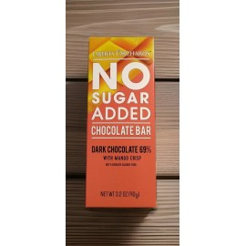 Liberty Orchards NO SUGAR ADDED CHOCOLATE BAR Dark Chocolate 69% W/ Mango Crisp