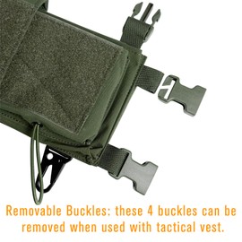 Survival Game MK4 Chassis Main Pouch Front Panel Set Tactical Vest Chest Gear Double Compartment Pocket 556 Velcro Panel (Green)