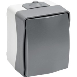 Meister Cave 7407060 Toggle Switch 1-Way Surface-Mounted IP44 Splash Protection for Wet Room and Outdoor Use Up to Cable Cross Section 2.5 mm² Grey / Wet Room Light Switch