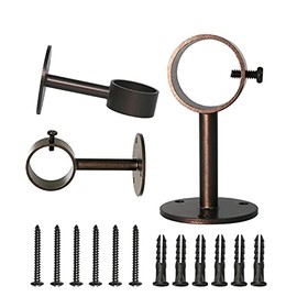 IHRDNNR Curtain Rod Brackets Heavy Duty Ceiling-Mount Rod Holders for Fits Rods up to 1 or 1.25 Inch Rods, Set of 3 (Bronze)