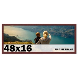 CountryArtHouse 48x16 Frame Brown Mahogany Picture Frame - Solid Wood Frame Kit Includes UV Acrylic Plexiglass, Acid Free Foam Backing Board and Hanging Hardware