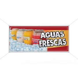 Generic Aguas Frescas Vinyl Banner advertising Sign Full color indoor outdoor Homemade Waters Signs Horchata Signs Melon Sign (2' x 4')