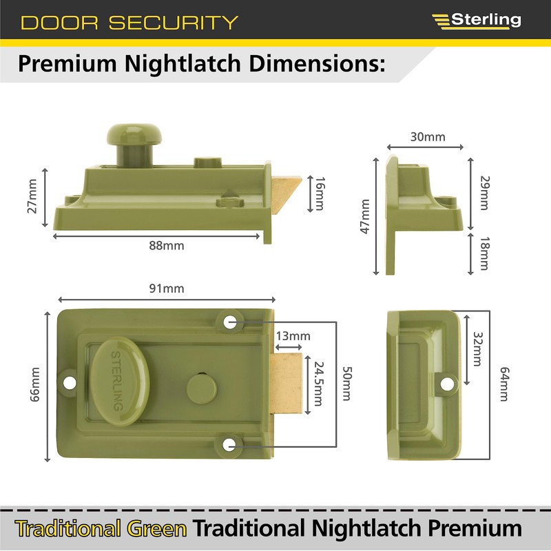 Sterling NLS401 6-Pin Premier Champagne Standard NightLatch