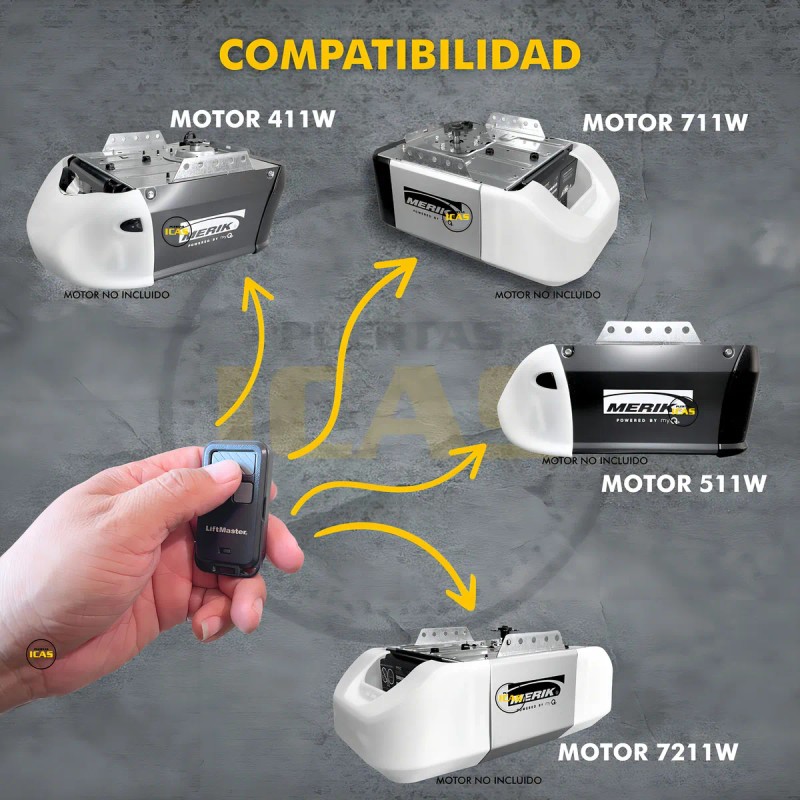Kit 5 Controles Remotos LiftMaster Portón Automático Multifrecuencia 315/390 MHz