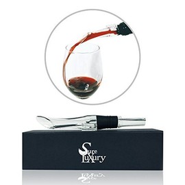 Sure Luxury Wine Aerator Spout Pourer - Bar Wine Accessories with Stopper and Travel Carry Case (Wine Aerator Pourer)