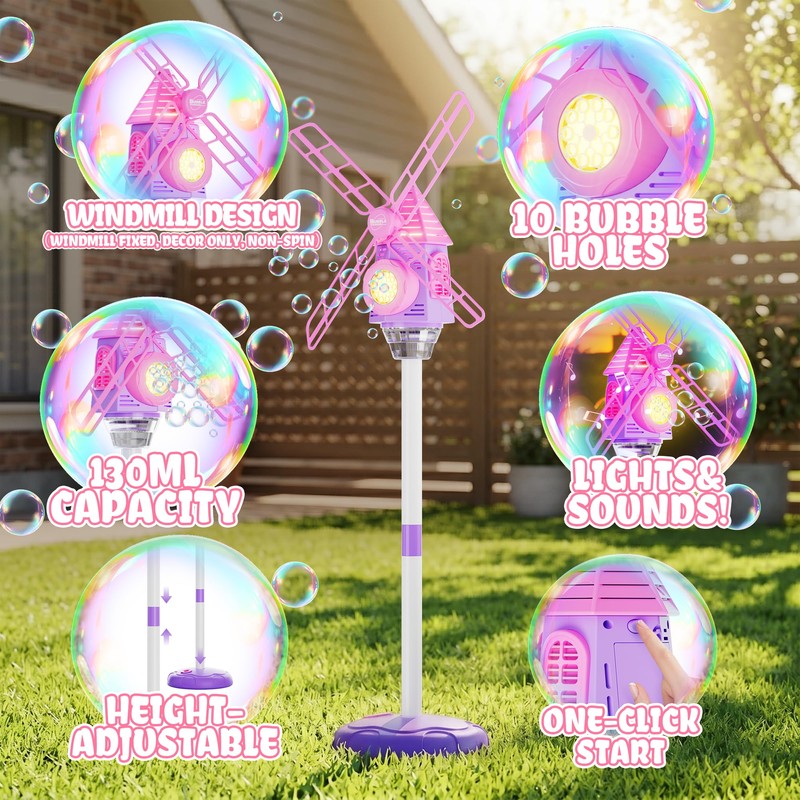 Belemar Windmill Bubble Machine for Kids, Summer Pool Party Bubble