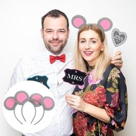 Beaupretty - Diadema de 4 piezas para orejas de animales, cabeza de animal, disfraz de mouse, orejas de mouse, diadema para mujeres, orejas de mouse, tela, accesorios para el cabello