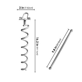 MIXXIDEA16.2 Inch Silver Folding Ring Spiral Ground Anchors Metal Ground Stakes Dog Tie Out Stake Spiraling Anchor Trampoline Anchors for Tent, Securing Trampolines, Garden Fence Sheds Swings, 4 Pack