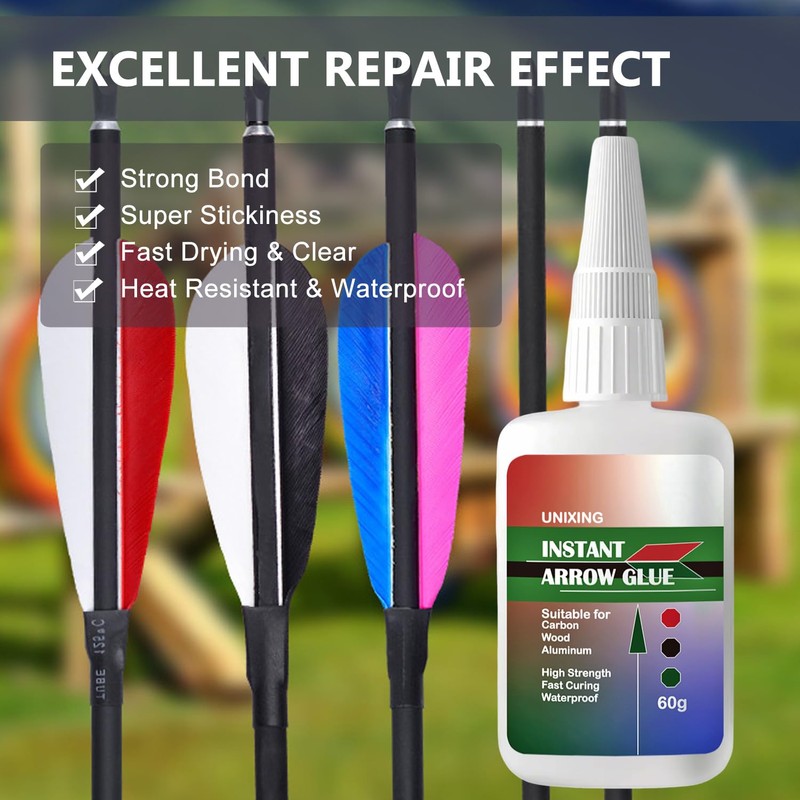 60gX 2 Instant Arrow Glue, Clear Fast-Curing Fletching Adhesive for
