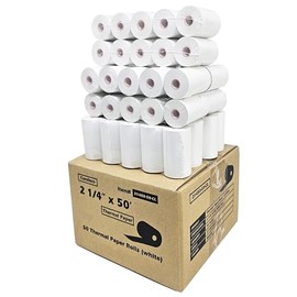 BuyRegisterRolls: 2 1/4 x 50 rollos de papel térmico biodegradable, sin BPA, para terminales de tarjetas de crédito Verifone VX520 e Ingenico ICT220 I