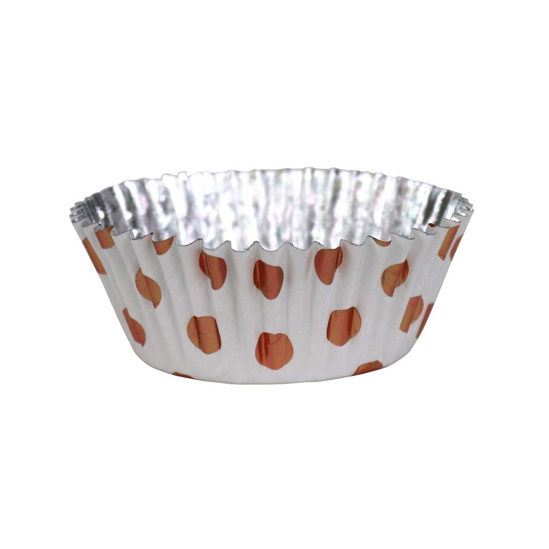 PME BC835 Rose Gold Polka Dot Cupcake Cases, Foil Lined