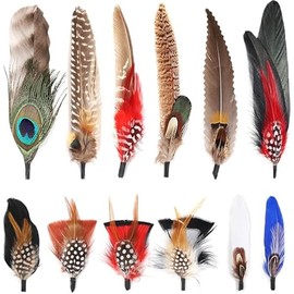 Hat Natural Peacock Feathers - 12PCS Colorful Real Feathers for DIY Fedora, Cowboy, Christmas Party, Oktoberfest, Trilby Hats