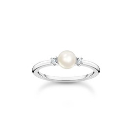 THOMAS SABO Ring Pearl with Stones 925 Sterling Silver TR2370-167-14, Sterling Silver, Cubic Zirconia