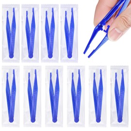 Tweezers,First Aid Tweezers Individually Wrapped,Plastic Tweezers Bulk,Disposable Forceps,Medical Tweezers,Lab Tweezers for First Aid Kits,Dressing,Gauze,Lab,School,Home,Craft,Elementary Science (10)
