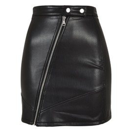 Urban Classics Ladies Synthetic Leather Biker Skirt, Women's Faux Leather Skirt, Available in Black, Sizes XS-5XL, black