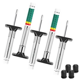 GODESON 5-Pack Tyre Tread Depth Gauges with 4 Tyre Caps - Professional 6-Sided Color-Coded, Dual Scale (1/32" & 25mm) for Car, Truck, Motorcycle