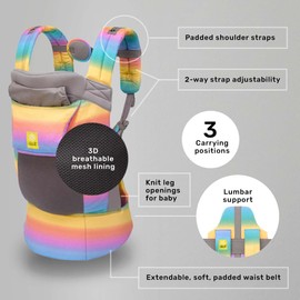 LÍLLÉbaby 3-in-1 Ergonomic CarryOn Airflow - Toddler Carrier - with Lumbar Support & Breathable Mesh - for Children 25-60 lbs - Perfect for Hiking, Travel and Everyday Family Events - Mystic Quartz