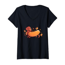 Womens Hot Dog Funny Weiner Dog Cute Costume Dachshund Owner V-Neck T-Shirt