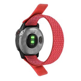 Fleshy Leaf Band Compatible with 22mm Hook and Loop Quick Dry Watch Band for Fenix 8 AMOLED-47mm Fenix 6/Fenix 5/ Fenix 7/EPIX 2, Woven Nylon Ultralight Sport Wristband Strap for Garmin Fenix 6 Pro/Sapphire,Instinct,Forerunner 955 (red1)
