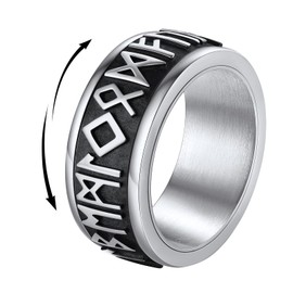 FindChic Mens Stress Relief Rings Viking Norse Rune Spinner Stainless Steel Anxiety Band Ring Size 13 Nordic Pagan Amulet Jewelry