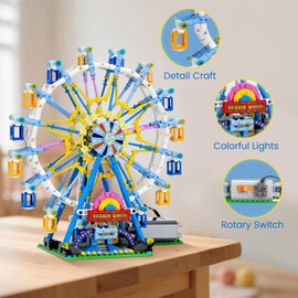 Admygo Rotating Ferris Wheel Building Blocks Set Toys with Lighting Kit, Adult Architecture Sets, Construction Toys, Gift for 9, 10,11, 12 Year Kids Boys& Girls (813pcs)