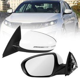2011 2012 2013 Left Driver Side Mirror Rear Door View Mirror Compatible with Kia Optima EX/LX/SX, Folding/in-housing/Signal Light System/HD Glass,Replace 876202T110 KI1320152(White,5pins)