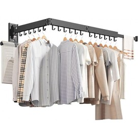 Laundry Drying Rack Wall Mount, Retractable, Collapsible (Tri-Fold), White Color for Clothes Storage and Drying - Color: Black-upgrade