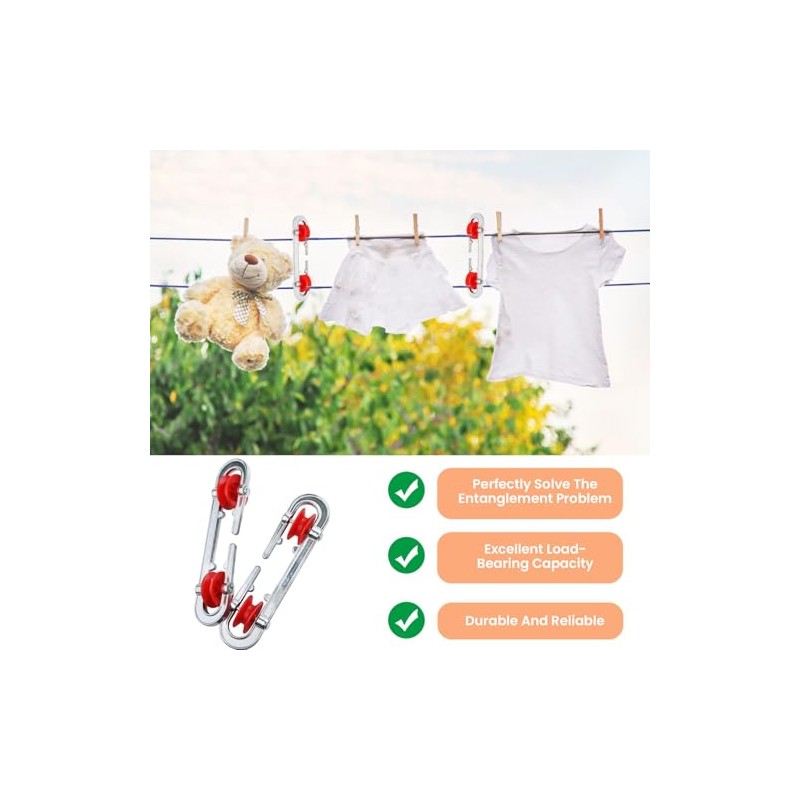 Heavy Duty Clothesline Pulley Kit - 2 Pack Tensioner Separator
