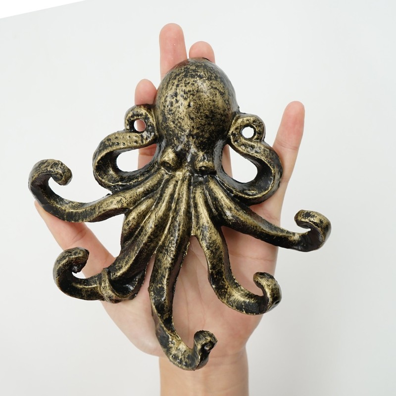 HERNGEE Octopus Key Hooks for Wall, Antique Bronze Cast Iron