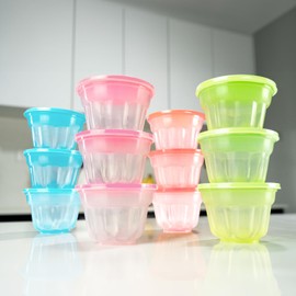 Guateplast - Juego de 12 Moldes para Helado | Moldes Reutilizables para Refrigerar | Moldes para Postres | Moldes infantiles | Set para Postres Saludables | Moldes individuales | Vasitos para helado