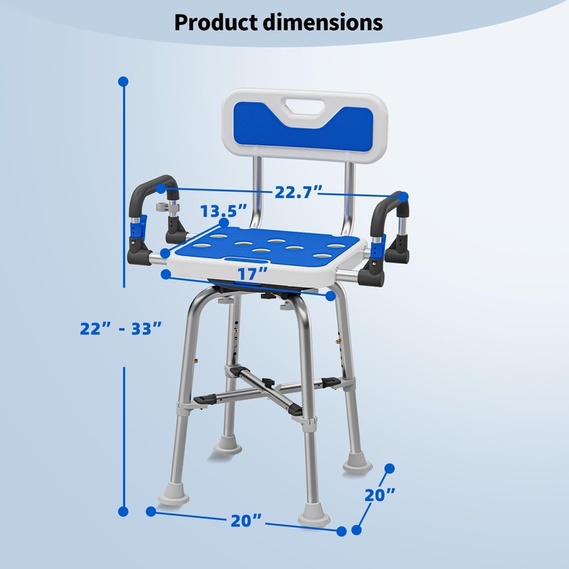 Swive Shower Chair with Arms and Back Heavy Duty 500
