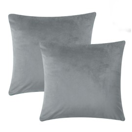 Imperial Rooms Cushion Covers 45 x 45 cm Pack of 2 Square Throw Velvet Pillow Cases Bedroom Decor Cushion for Sofa Living Room Car (Grey, 18 x 18 Inch)